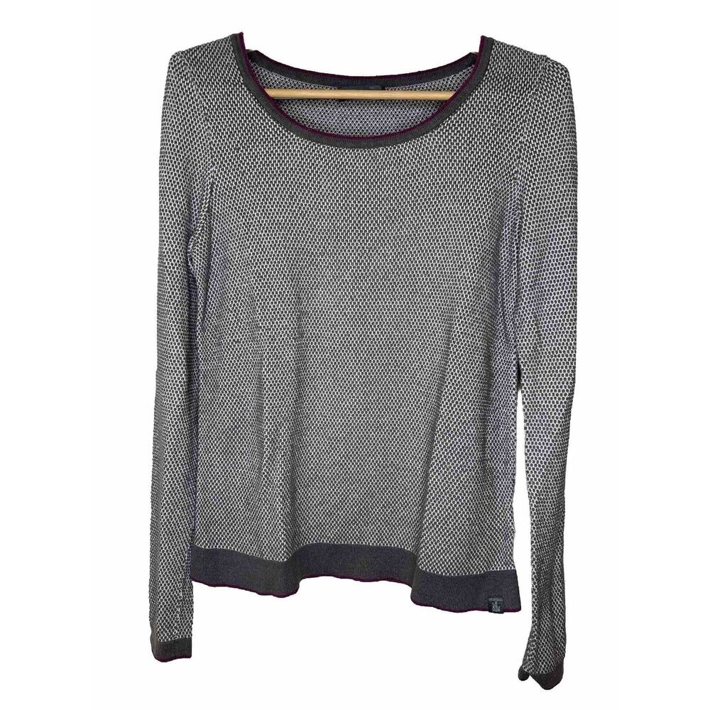 North Face Women Medium Sweater Gray Houndstooth Preppy Outdoors Light Academia